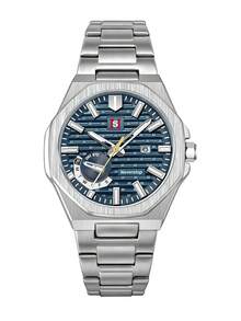 NSNEVER STOP NS Round Steel Band Business Casual Quartz Men's Wrist Watch Rotating Crown Folding Buckle Daily Commute Multi-Holiday Gift Box Watch - Silver - View 6