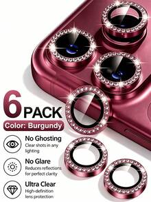 Gorilla Hero 6pcs [Wine Red Lens Protector Ring] Compatible With IPhone 18promax/18pro/18 Series, Ultra Clear Light Transmission Imaging, Restoring True Color Details. High Hardness Material, Resists Daily Sharp Object Contact, Effectively Reduces Scratch Formation, Withstands Impact From Accidental Drops, Reduces Lens Damage. Compatible With IPhone17e/17 Pro Max/17 Pro/17Air/17/16 Pro Max/16 Pro/16 Plus/16/15 Pro Max/15//14/13/12 And Other Models. - Burgundy - View 8