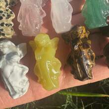 1pc Natural Decorative Stone - Stunning Rainbow Stone Angel Random Style, Beautiful Colors (Purple, Pink, Gray, Green, Yellow, Brown), Each Angel Has Different Color, Suitable For All Holiday Gifts, Best For Spring Or Summer, Perfect Gift For Her - Multicolor - View 12