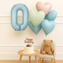 6pcs Light Blue Number And Multicolor Heart Shaped Aluminum Film Balloon Set For Anniversary Birthday Christmas Party Decoration - View 10