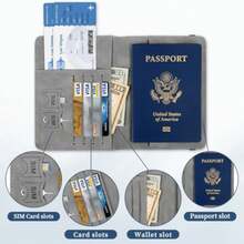 Travel Passport Holder With RFID Blocking - Grey - View 5