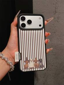 1pc Premium Fashion Full-Screen Striped Halloween Puppy Pumpkin Ghost Pattern Leather Phone Case, Full Coverage Anti-Drop Soft Shell Large Hole Compatible With Apple 17 Pro Max/11/12/13/14/15/16 Pro Max/17 And Other Models, Holiday Gift - Multicolor - View 2
