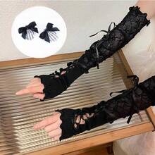 2pcs Gothic Skeleton Hand Hair Clips, Black Satin Bow Skeleton Hand Hair Clips, Halloween Punk Cosplay Women Girls Hair Accessories - Multicolor - View 9