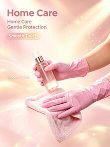4/50/100pcs Pink Disposable Nitrile Gloves, Latex-Free Powder-Free Waterproof Anti-Static Protective Gloves, Suitable For Kitchen Cleaning, Hair Dyeing, Beauty Salon, Pet Care And Home Multi-Purpose (Bagged) - Baby Pink - View 5