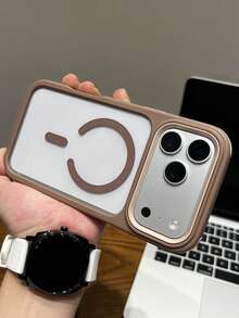 Luxury Shockproof Anti-Drop 3-In-1 Magnetic Transparent Acrylic Phone Case With Short Strap, Compatible With IPhone 17 Pro Max 17 Pro 17 16 Pro Max 16 Pro 16 15 Pro Max 15 Pro 15 14 Pro Max 14 Pro 14 13 Pro Max 13 Pro 13 12 Pro Max 12 Pro 12 11, Supports Wireless Charging, High-Quality Shockproof Anti-Drop Protective Case - Brown - View 4