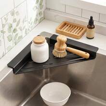 Dish Drying Rack, Multi-Functional Drying Rack, Thickened Plastic Material Can Hold Sponges, Dish Brushes, Bowls, Plates And Dishcloths. Hollow Drainage Structure Allows Water To Flow Directly Into The Sink, Avoiding Water Accumulation, Kitchen Storage Accessory - Multicolor - View 6