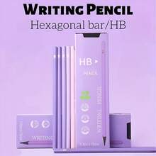 1 Box 10pcs Hexagonal HB Pencils, Used For Correcting Writing Posture, Suitable For Drawing, Sketching And Drafting. Made Of Wood, Thick Lead Core Resistant To Breaking And Easy To Sharpen - Sets - View 5