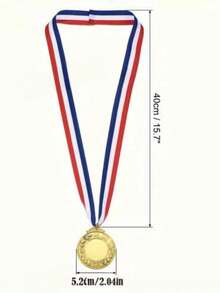 4 Customizable Gold Blank Medals With Blue And Red Ribbons - Personalized Winner Awards For Sports, Outdoor Activities, Sports Awards, Elegant Design, Durable Metal, Sports Award Set, Outdoor Activity Decoration, Classic Medal Design, Polished Surface - Gold - View 3