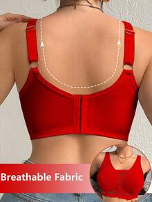 Plus Size Women Lace Patchwork Seamless Underwear, Suitable For Daily Wear And Various Occasions - Red - View 4