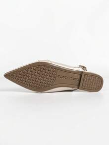 女款夏季新款時尚配色拼接包頭平底涼鞋仙女風百搭鞋 - 杏色 - 查看 6