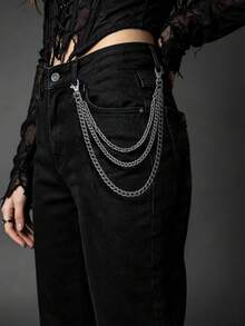 1pc Women's Silver Punk Rock Style Multilayer Tassel Pants Chain, Suitable For Halloween Party Or Daily Wear - Silver - View 6