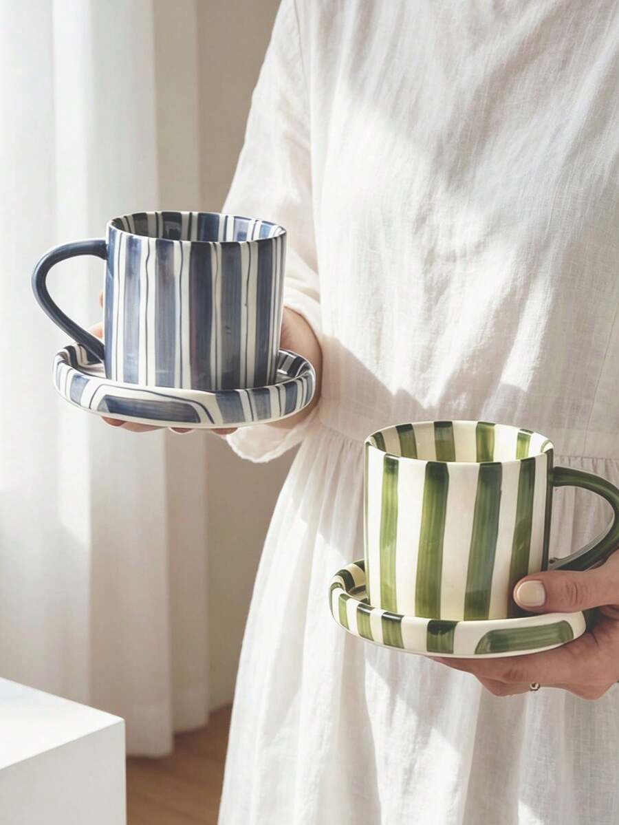 Minimalist & Fashionable Coffee Cup & Saucer, Mug, Glass Cup, Tea Cup, Holiday Gift, Home Decor, Kitchen Essentials - Multicolor - View 1