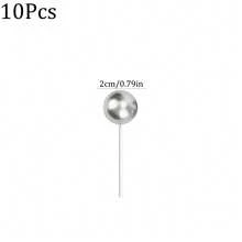 10pcs/20pcs 2cm/2.5cm/3cm/4cm Silver Spherical Cake Toppers, Multi-Size Pearl Balls, DIY Cake Decorations For Wedding, Birthday, Anniversary, Party - Silver - View 8