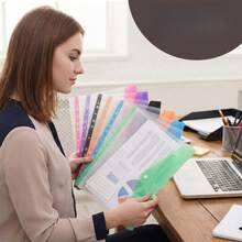 8pcs A4 Snap Button File Folders (4 File Folders + 4 Label Cards), 11-Hole Loose Leaf Binder Pockets, Thickened PVC File Storage Folders With Snap Buttons, Random Colors, Durable A4 Loose Leaf Folders, Suitable For School, Office And Home Storage Organization - Large Capacity File Bag - View 6