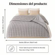 Polyester Duvet Cover 220x240cm With Zipper Closure, Multifunctional Plush Blanket For Bed And Sofa, Modern Solid Color Bedding - Grey - View 2