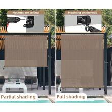 Outdoor Roller Shades, Cordless Blocking Patio Roll Up Blinds, Exterior Sunscreen Fabric Privacy Screen Shade Porch Pergola Gazebo Balcony Deck, Minimalist Style, Brown, 1 Pack - Walnut - View 4