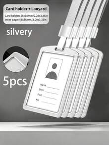 3/6/12pcs Heavy Duty Aluminum Alloy ID Badge Holder With Lanyard, Top Loading Clear Acrylic Window Metal Card Holder, Suitable For Office Staff, Teachers, Nurses, Back To School - Top-loading - View 29