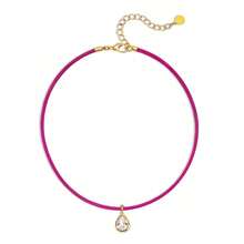 Water Drop Shaped Cubic Zirconia Pendant Silk Rope Necklace, Suitable For Women, Exquisite Bezel Design, Transparent Cubic Zirconia Minimalist Necklace Jewelry Gift. - Milan Rope Pendant Necklace - View 11