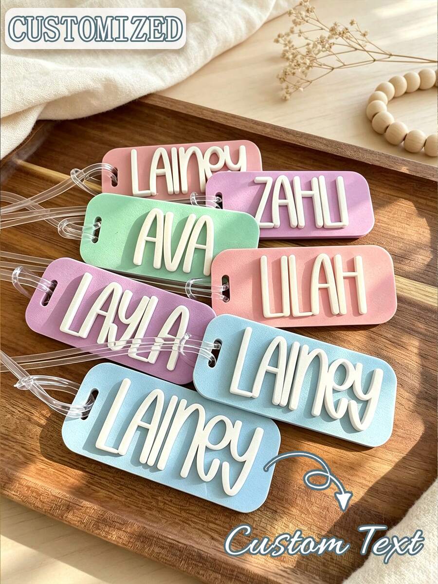 Label Tas Akrilik Timbul 3D yang Dipersonalisasi dengan Teks Kustom, Label Koper, Pengidentifikasi Ransel Kustom untuk Sekolah, Perjalanan, Koper, Hadiah - MultiWarna - View 1