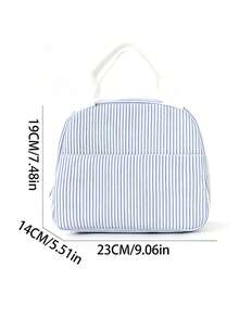 Striped Lunch Bag Featuring Coffee-Themed Patterns And Lettering.Reusable Insulated Lunch Box, Large Capacity Thermal Bag, Comes With Black Utensil Storage Bag, Snack Storage Bag, Multi-Functional Travel Storage Bag, Makeup Bag, Toiletry Bag, Suitable For School, Commuting, Dorm, Picnic, Vacation, Birthday Gift, Halloween Christmas Gift - Multicolor - View 11