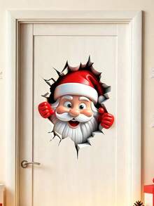Christmas Creative Wall-Breaking Cartoon Santa Claus Living Room Room Background Wall Decor Wall Sticker - A - View 7