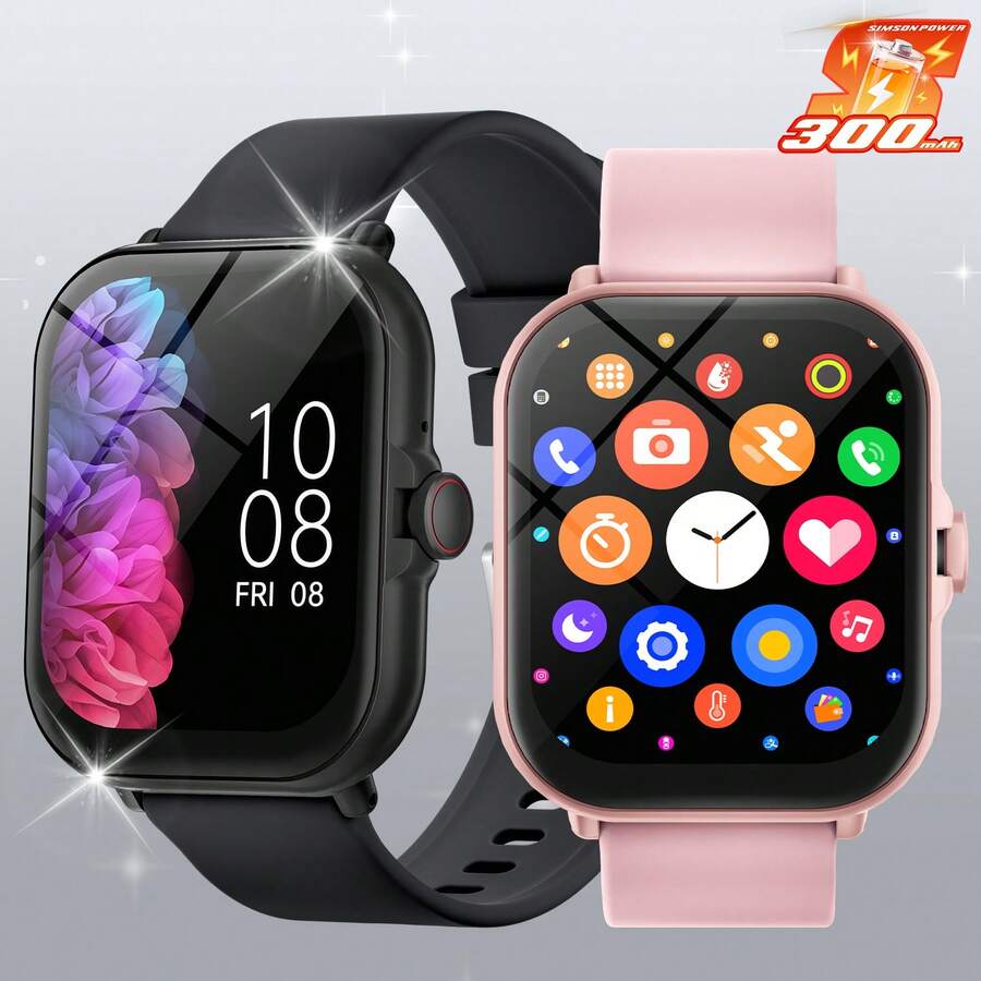 Simson Power 300 MAH Battery Long Battery Life, Newly Upgraded Smart Watch, 1.83-Inch Large High-Definition Screen, Multiple Sports Modes, Wireless Calling, Music Control, Camera Remote, Weather Forecast, Message Notification, Christmas Gift, Suitable For Women - Multicolor - View 1