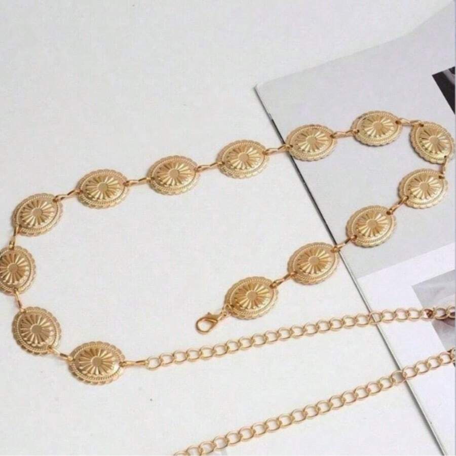 High-Quality Metal Waist Chain, European And American Style Summer Accessory, Versatile For Various Women's Clothing And Dresses - Gold - View 1