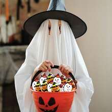 50pcs Halloween Lollipop Jam Chocolate Candy Card Paper Cards, Creative DIY Pumpkin Ghost Candy Cards, Packaging Halloween Party Gift Accessories Decoration - Multicolor - View 5