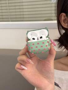 بطانية حماية سماعات أذن لاسلكية شفاف بنقاط بولكا خضراء ووردية بتصميم مموج مع مشبك حلقة وردي - متعدد الألوان - مشاهدة 4