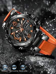 LIGE Men's Sports Fashion Dual Display Luminous Alarm Waterproof Electronic Watch - Black - View 5
