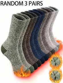 3/5 Pairs Men's Thermal Lined Warm Winter Socks - Comfortable & Warm, Suitable For Hiking, Fishing | Soft Polyester Blend | Machine Washable - Multicolor - View 9