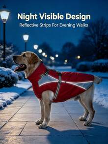 Metglad Dog Winter Coat, All‑In‑One Harness Pet Cold‑Weather Jacket, Night Reflective Dog Snow Coat, Fleece‑Lined Belly‑Protection Outdoor Vest For Small Medium Large Dogs - Red - View 7