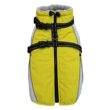 Metglad Dog Winter Coat, All‑In‑One Harness Pet Cold‑Weather Jacket, Night Reflective Dog Snow Coat, Fleece‑Lined Belly‑Protection Outdoor Vest For Small Medium Large Dogs - Mustard Yellow - View 11