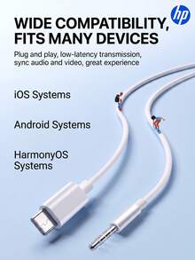 Auriculares con cable semi-intraurales HP DHE-7000A, equipados con interfaces Tipo-C y 3.5mm, sonido estéreo envolvente semi-intraural, baja latencia, con micrófono para cantar/grabar, cómodos para correr - Ver 3