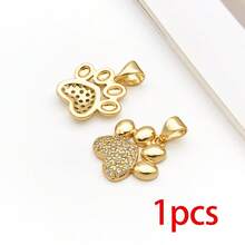 1 buah Liontin Jejak Kaki Hewan Berlapis Emas 18K dengan Hiasan Berlian Imitasi untuk Pembuatan Perhiasan Gelang, Kalung, dan Anting-anting DIY - Emas - View 11