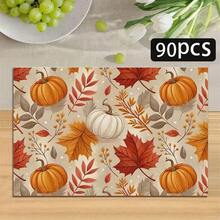 1/4/6pcs Autumn Series Full Print Pumpkin & Maple Leaf Pattern Placemats, Heat Resistant Table Mat For Home Kitchen/Dining Table Protection, Party Scene Decoration - Multicolor - View 16