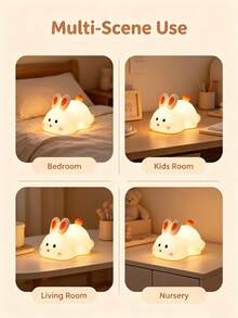 1 Buah Lampu Malam LED Kelinci Putih Isi Ulang, Lampu Suasana Pengisian USB, Lampu Samping Tempat Tidur Cahaya Lembut, Hadiah Dekorasi Kamar Tidur, Dekorasi Kamar Kawaii, Cocok Untuk Ibu dan Bayi, Menyusui di Malam Hari, Lampu Samping Tempat Tidur Pelindung Mata Anak, Hadiah Ulang Tahun, Lampu Meja Kecil Suasana Romantis, Cahaya Hangat, Mainan Bercahaya - MultiWarna - View 7