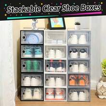 2pcs Thickened Transparent Flip-Top Shoe Boxes, Stackable Shoe Storage Organizer, Easy Installation, Space-Saving Shoe Storage Boxes, Suitable For Closet And Bedroom - Multicolor - View 1