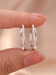 2pcs/Set Luxury Style Ear Cuff Earrings, Women's Earrings Suitable For Daily Commute, Date And Party Wear - Round - View 2