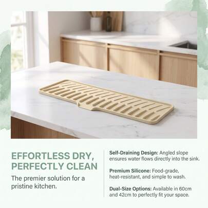 Silicone Dish Drying Mat, Ridged Non Slip Heat Resistant Countertop Protector Mat For Kitchen