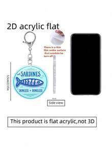 2D Flat Acrylic Sardine Fish Graphic Round Keychain, Daily Accessory, Car Pendant, Suitable For Backpack, Handbag, Car Key, Door Key, Suitable For Dating, Studying, Working, Commuting, Phone Accessory, Wedding Season, Bridesmaid & Bride Gift, Holiday Birthday Gift, Teacher's Day, Halloween, Christmas, Valentine's Day Gift - Multicolor - View 9