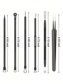 6/4/1pc Blackhead Removal Tool Set (Pimple Extractor Kit) - For Removing Blemishes, Treating Acne And Clearing Facial Blackheads (Black - Includes Storage Box); Suitable For Daily Beauty, Skincare, Spa And Facial Care. - Multicolor - View 7