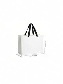 1/5pcs White Minimalist Paper Gift Bags With Black Satin Ribbon Handles, Suitable For Clothing Store Gift Packaging, Wedding Party, Birthday Gift, Holiday Gift Storage, Cosmetics, Multi-Purpose Shopping Packaging Bags - Multicolor - View 5