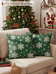1/2pcs Christmas Print Pillowcase, Pillow Cover (No Filling), Single-Sided Print, Multi-Purpose, Breathable, Anti-Pilling, Comfortable, Machine Washable, Suitable For Sofa And Car Pillows, Bedroom Decor, Autumn Home Decor - Multicolor - View 6