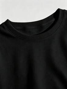 Women Cotton Crew Neck Loose Sweatshirt For Autumn Colorful Letter Print Black Long Sleeve Casual Street Sport Style - Black - View 7