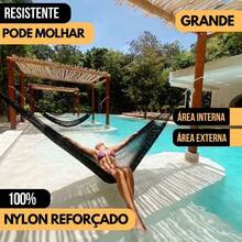 Rede De Dormir Nylon Tarrafa Camping Caça Pesca Varias Cores - Preto - Visão 3