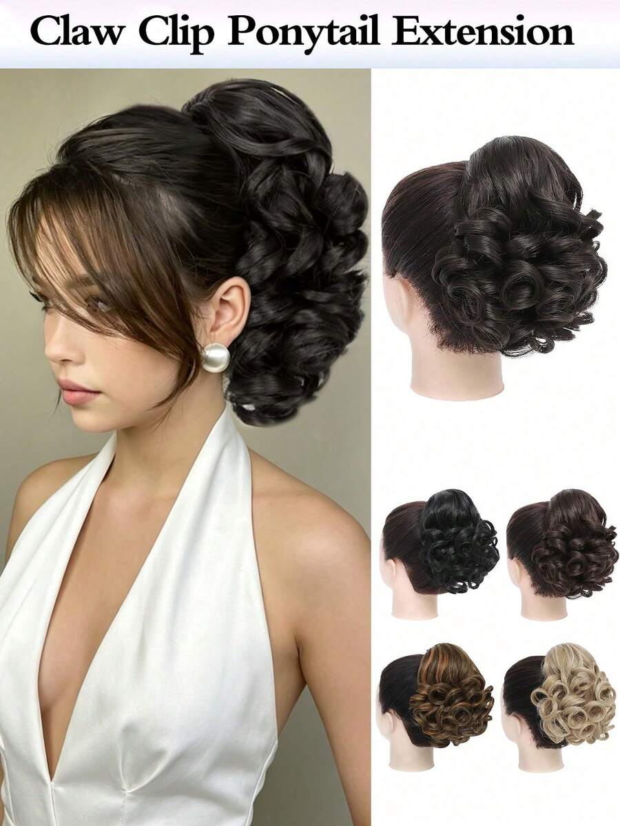 10-Inch Deep Wavy Heat-Resistant Synthetic Claw-Shaped Ponytail Wig, Available In Multiple Colors, Suitable For Women To Wear To Parties And Everyday Occasions., Halloween - Multicolor - View 1