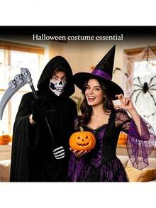 1/4pcs Wizard Vampire Cloak Costume, Halloween Role Play Outfit Props Demon Ghost Costume, Suitable For Men And Women Adults - Multicolor - View 8