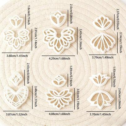 12pcs Bohemian Floral Polymer Clay Molds, Hollow Petal Clay Molds, DIY Handmade Earrings Pendant Jewelry Craft Supplies