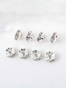 Christmas1/20 Pcs Red Green White 8mm Crystal Rhinestone Spacer Beads Set - Perfect For DIY Jewelry Making, Bracelets, Necklaces And Craft Gifts - Multicolor - View 9